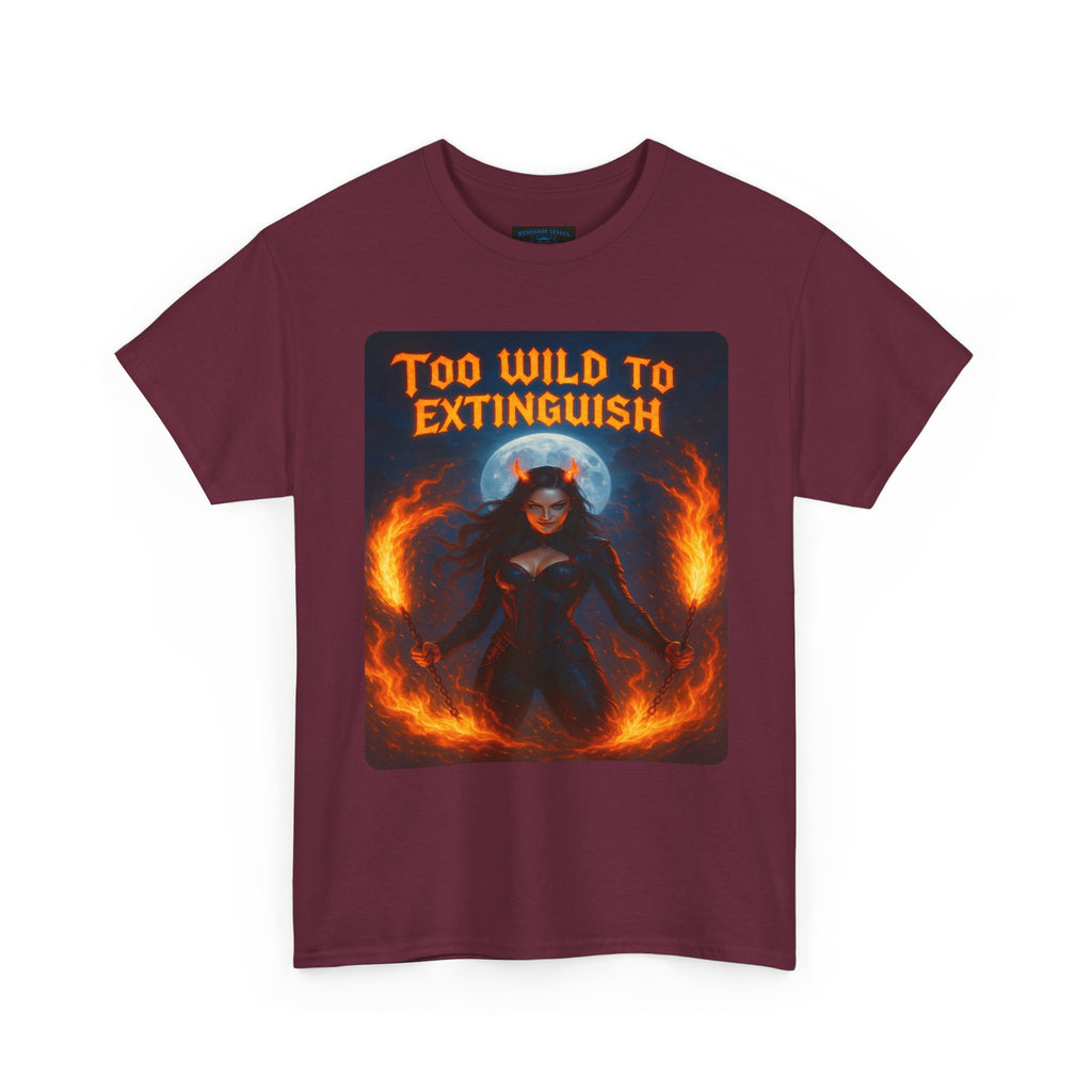 Too Wild to Extinguish Unisex Heavy Cotton Tee - Bold Graphic Tee for Everyday Wear, Unique Gift Idea, Casualwear, Pop Culture Apparel