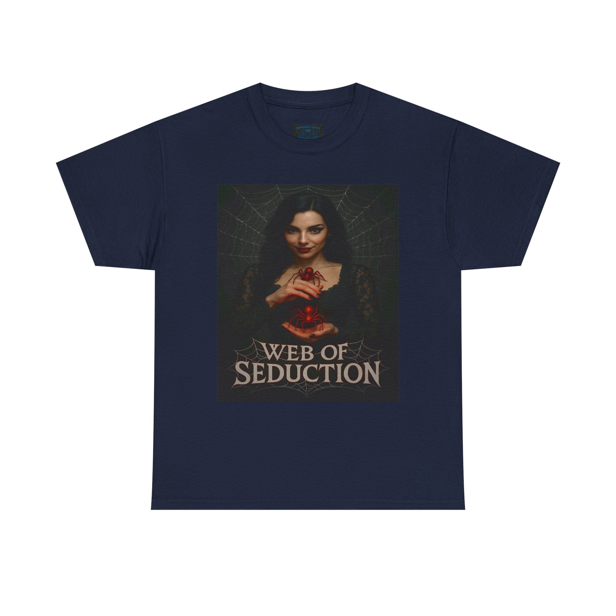 Enchanting Gothic Tee, Web of Seduction Graphic T-Shirt, Unisex Cotton Tee, Witchy Apparel, Dark Aesthetic Fashion, Gift for Occult Lovers