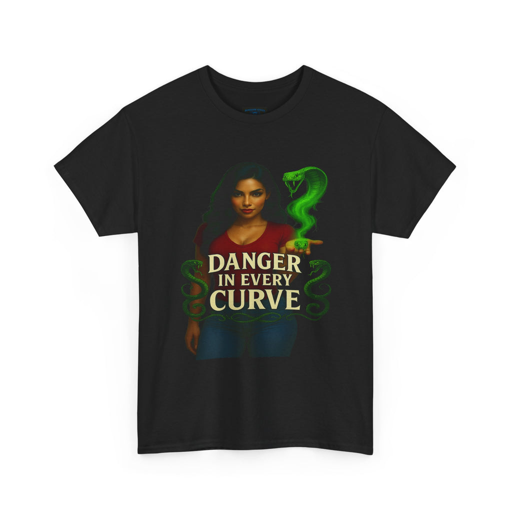 Bold Statement Unisex Cotton Tee - "Danger in Every Curve" Graphic Shirt, Casual Wear, Gift for Her, Fashion Tee, Birthday Gift