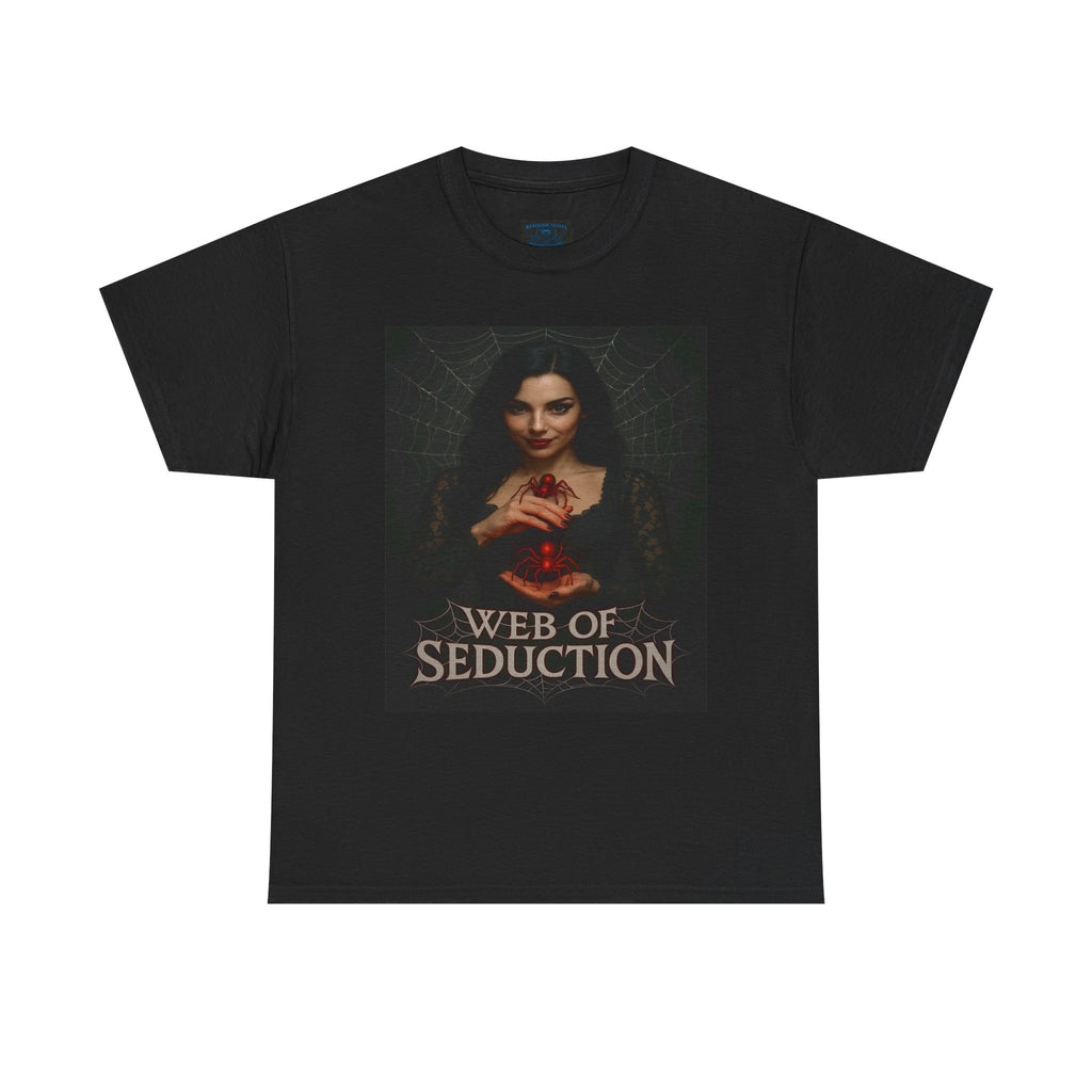 Enchanting Gothic Tee, Web of Seduction Graphic T-Shirt, Unisex Cotton Tee, Witchy Apparel, Dark Aesthetic Fashion, Gift for Occult Lovers
