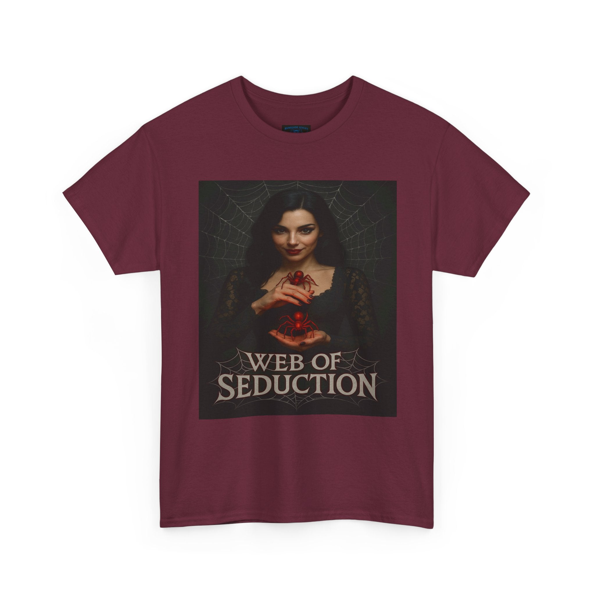 Enchanting Gothic Tee, Web of Seduction Graphic T-Shirt, Unisex Cotton Tee, Witchy Apparel, Dark Aesthetic Fashion, Gift for Occult Lovers