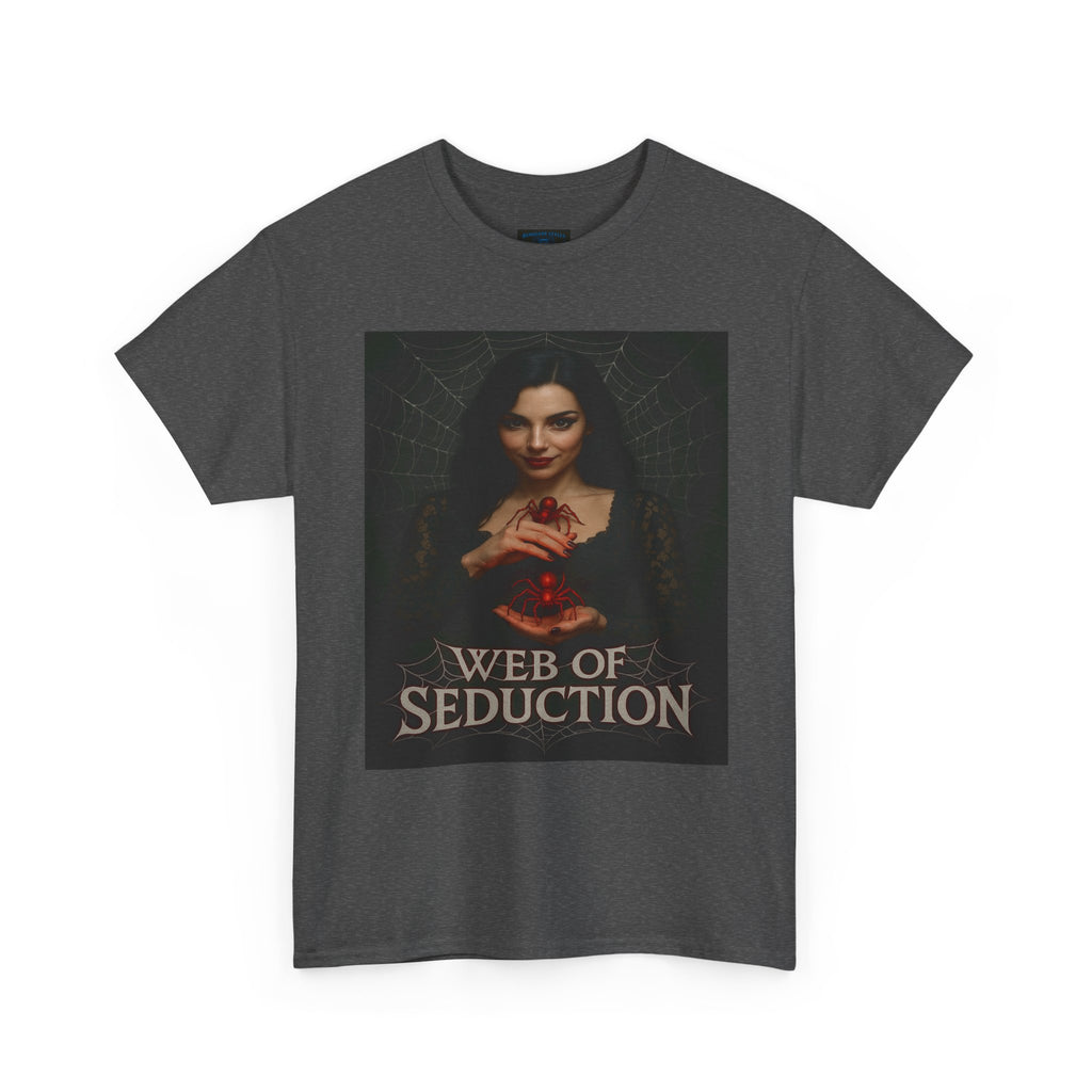 Enchanting Gothic Tee, Web of Seduction Graphic T-Shirt, Unisex Cotton Tee, Witchy Apparel, Dark Aesthetic Fashion, Gift for Occult Lovers
