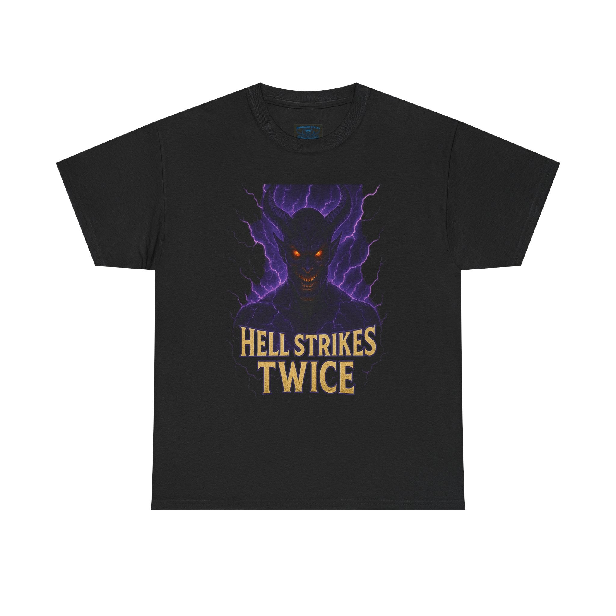 Unisex Graphic Tee with 'Hell Strikes Twice' Design | Halloween, Casual Wear, Gift for Gamers, Vintage Style T-Shirt