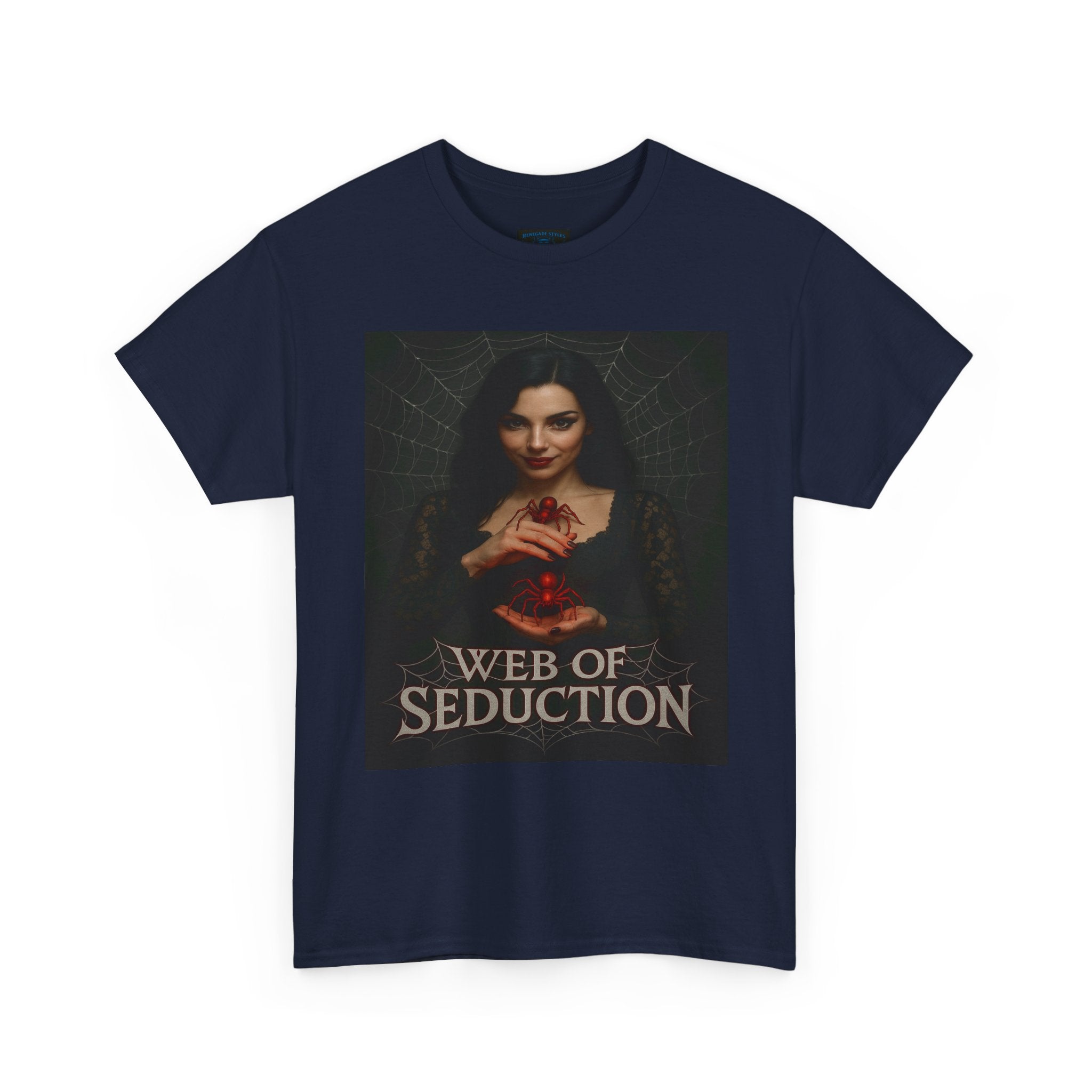 Enchanting Gothic Tee, Web of Seduction Graphic T-Shirt, Unisex Cotton Tee, Witchy Apparel, Dark Aesthetic Fashion, Gift for Occult Lovers